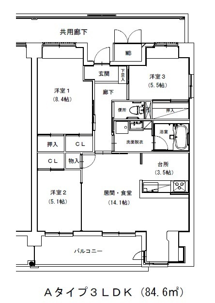 Aタイプの間取り図