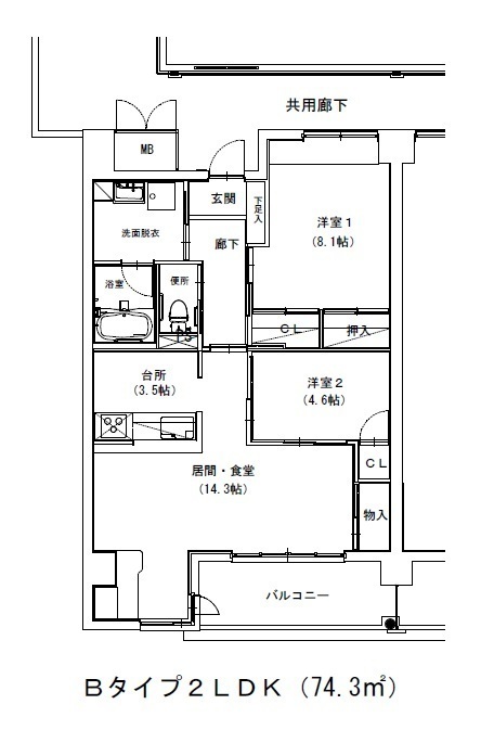 Bタイプの間取り図