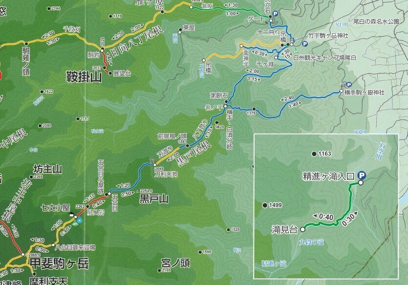 日本の滝100選にも選ばれた東日本最大落差121mの名瀑-コースマップ