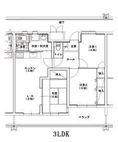 高根みどり団地間取り図3LDK