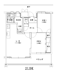 高根みどり団地間取り図2LDK